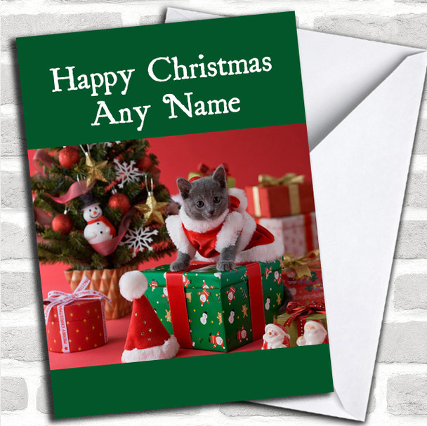 Lovely Cat Christmas Card Personalized