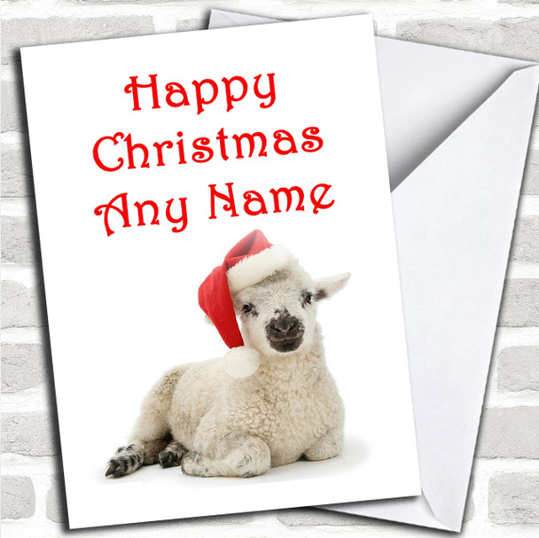 Little Lamb Christmas Card Personalized