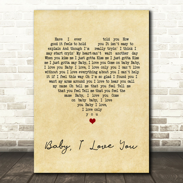 Ramones Baby I Love You Vintage Heart Song Lyric Quote Print