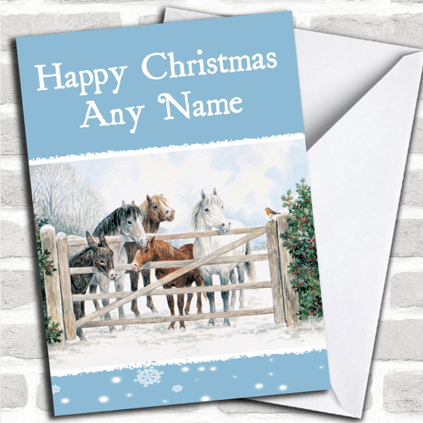 Horses Christmas Card Personalized