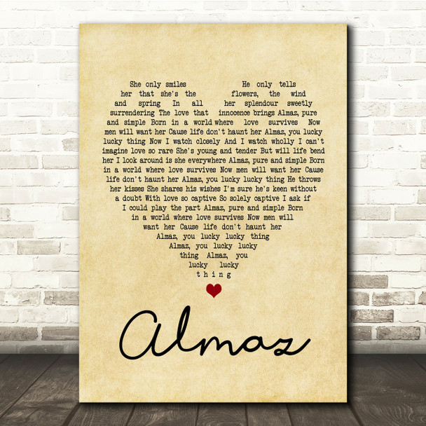 Randy Crawford Almaz Vintage Heart Song Lyric Quote Print