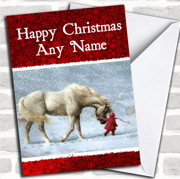 Horse In The Snow Christmas Card Personalized