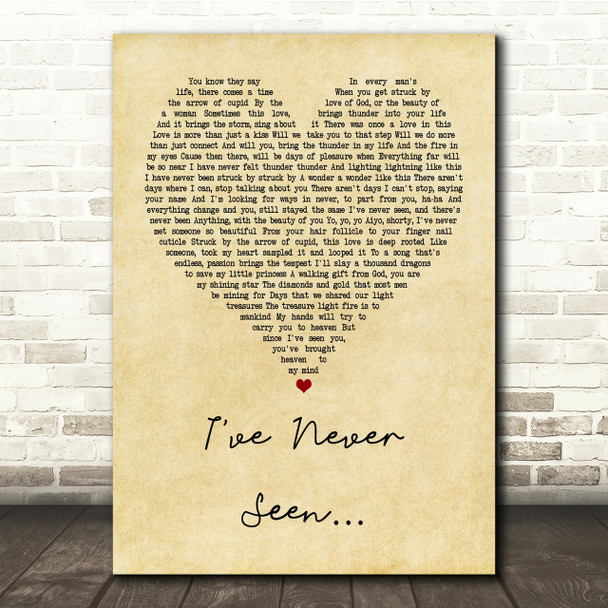 RZA feat. Xavier Naidoo I've Never Seen Vintage Heart Song Lyric Quote Print