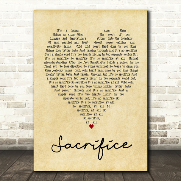 Sacrifice Song Lyric Vintage Quote Print