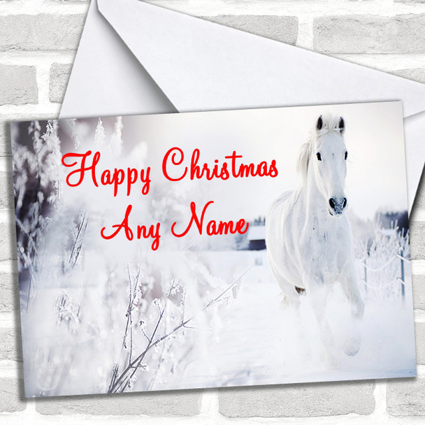 Grey Horse Christmas Card Personalized