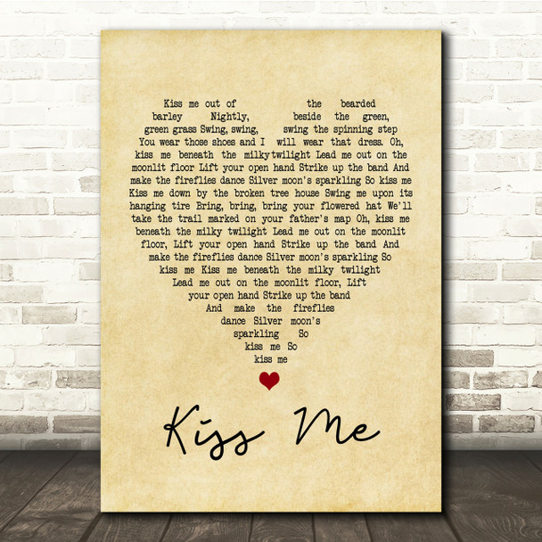Sixpence None The Richer Kiss Me Vintage Heart Song Lyric Quote Print Sixpence None The Richer Kiss Me Vintage Heart Song Lyric Quote Print