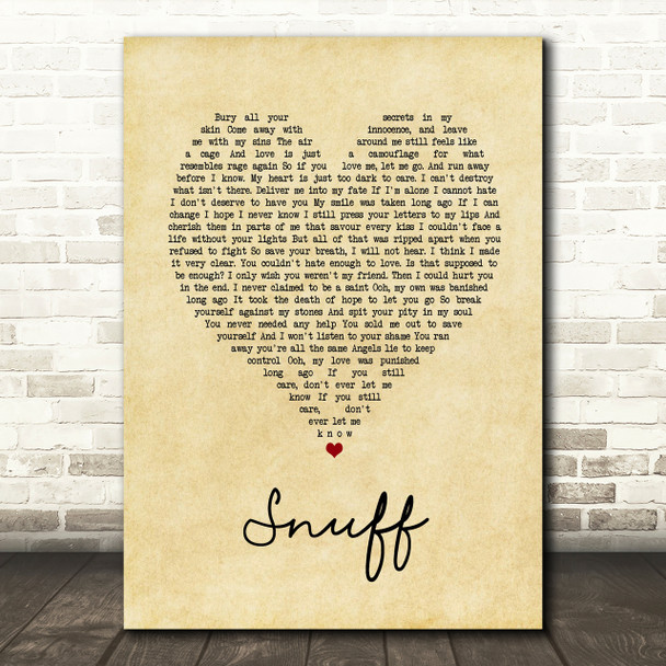 Slipknot Snuff Vintage Heart Song Lyric Quote Print