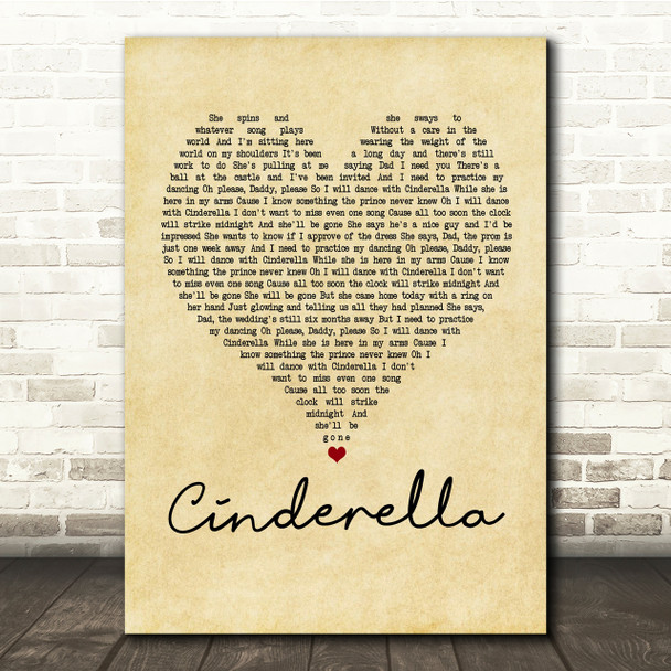 Steven Curtis Chapman Cinderella Vintage Heart Song Lyric Quote Print