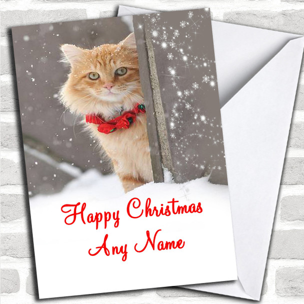 Ginger Cat Christmas Card Personalized