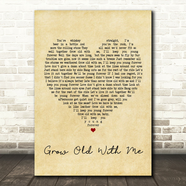 Sunny Sweeney Grow Old With Me Vintage Heart Song Lyric Quote Print Sunny Sweeney Grow Old With Me Vintage Heart Song Lyric Quote Print