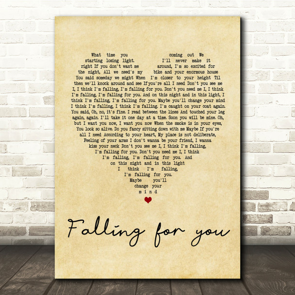 The 1975 Fallingforyou Vintage Heart Song Lyric Quote Print