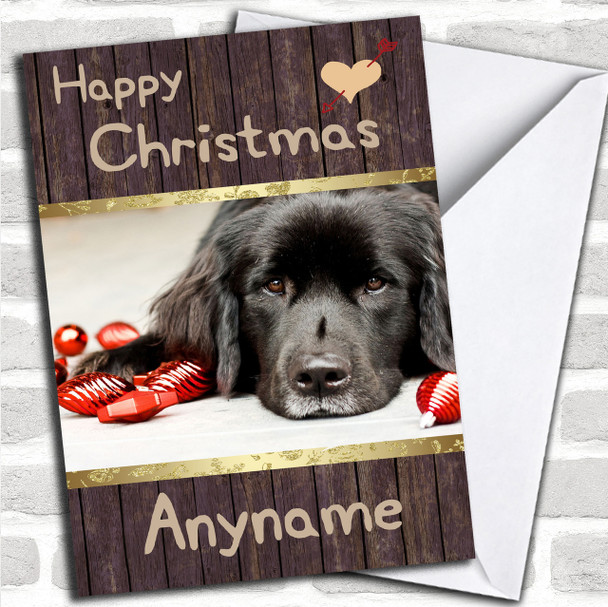 Cute Black Dog Personalized Christmas Card