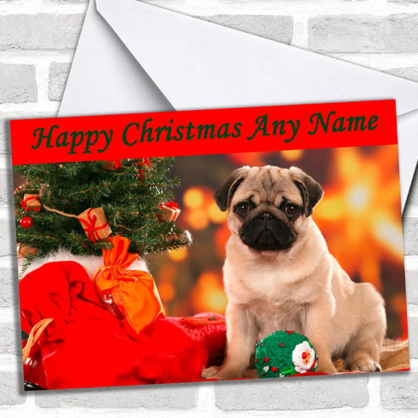 Pug Dog Xmas Personalized Christmas Card