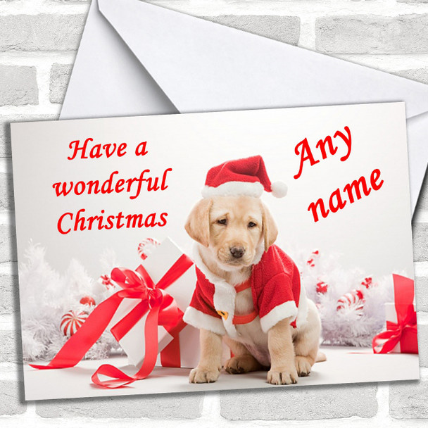 Adorable Dog In Red Xmas Hat Personalized Christmas Card