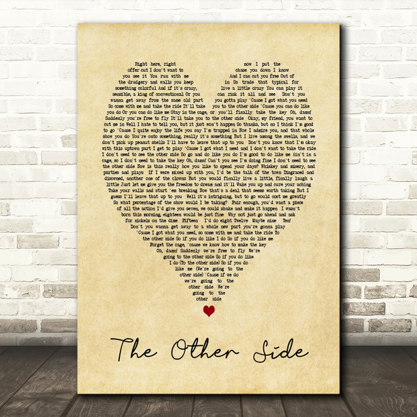 The Other Side The Greatest Showman Vintage Heart Song Lyric Quote Print