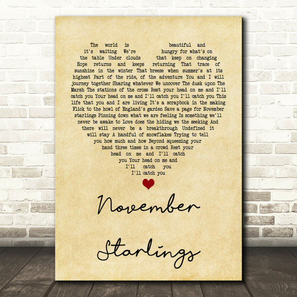 Trembling Blue Stars November Starlings Vintage Heart Song Lyric Quote Print