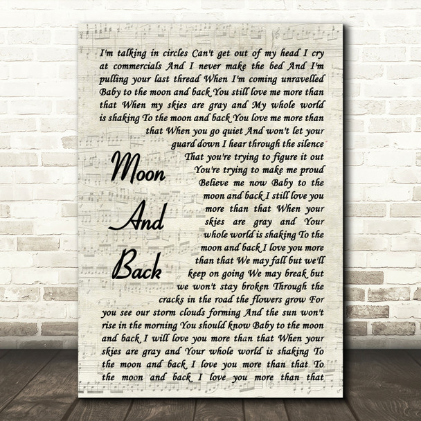 Alice Kristiansen Moon And Back Vintage Script Song Lyric Quote Print