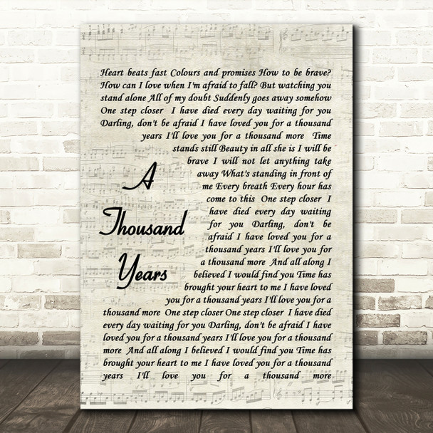 Christina Perri A Thousand Years Quote Song Lyric Print