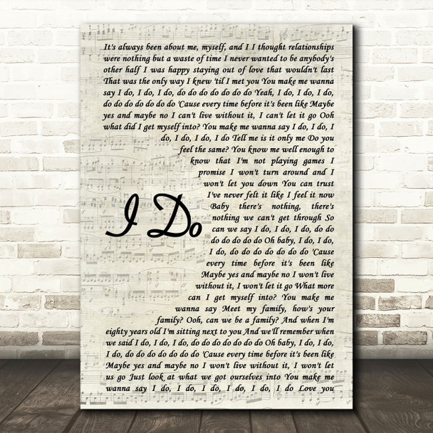 Colbie Caillat I Do Vintage Script Song Lyric Quote Print