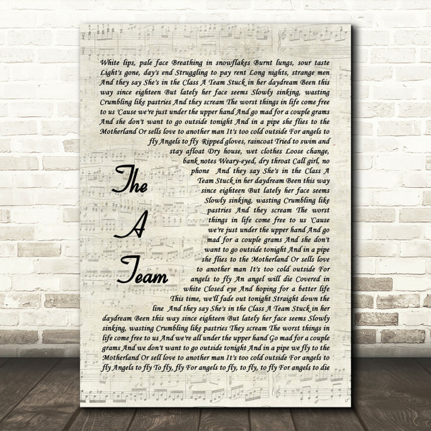 Ed Sheeran The A Team Quote Song Lyric Print