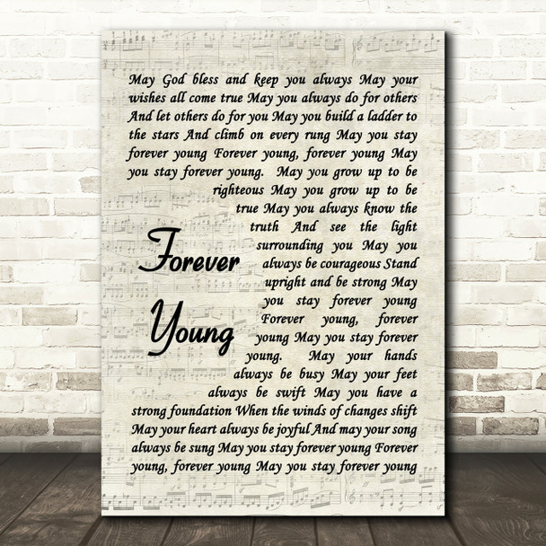 Forever Young Bob Dylan Script Quote Song Lyric Print