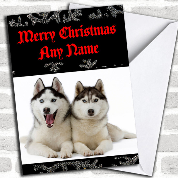 Husky Dog Personalized Christmas Card