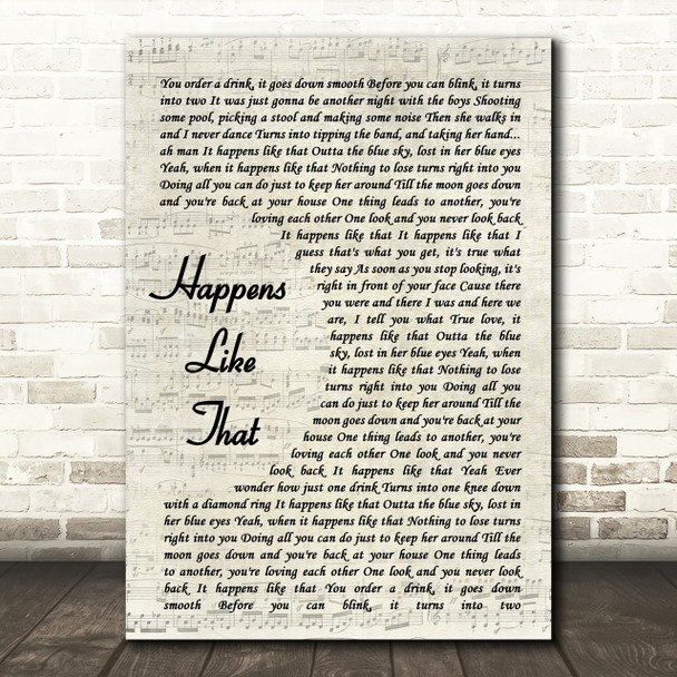 Granger Smith Happens Like That Vintage Script Song Lyric Quote Print