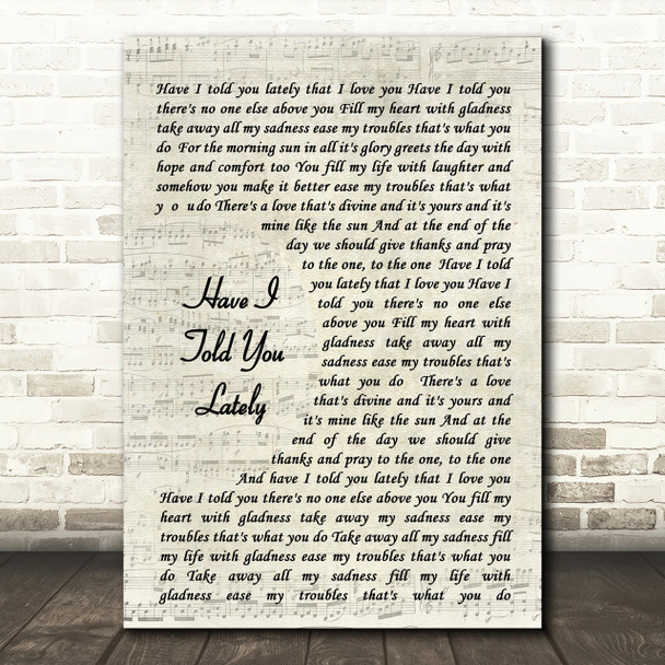 Have I Told You Lately Rod Stewart Song Lyric Vintage Script Quote Print