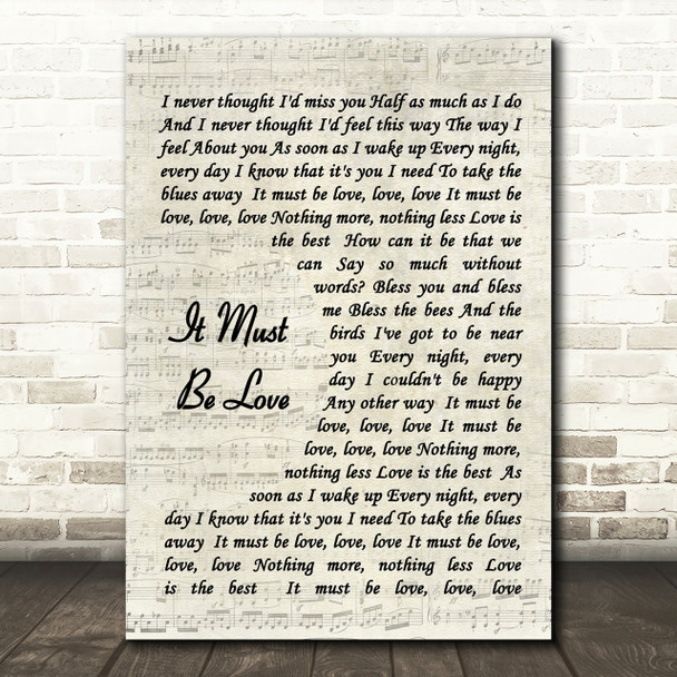 It Must Be Love Madness Song Lyric Vintage Script Quote Print