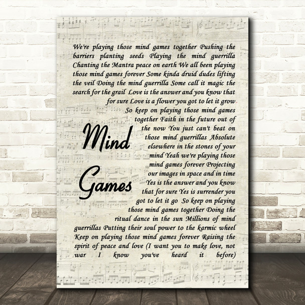 Mind Games John Lennon Quote Song Lyric Heart Print - Red Heart Print