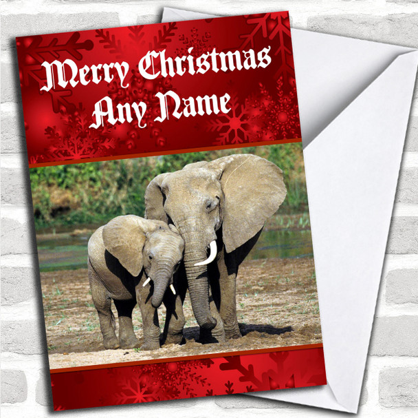Elephant Personalized Christmas Card