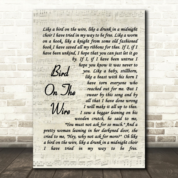 Leonard Cohen Bird On The Wire Quote Song Lyric Print