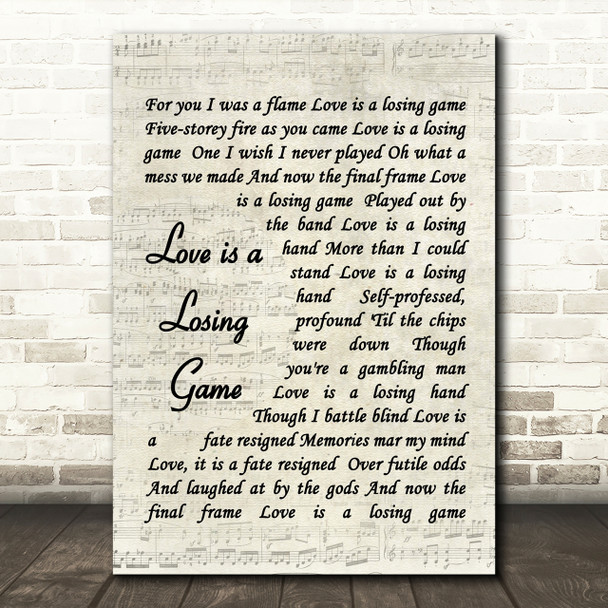 Love Is A Losing Game Amy Winehouse Script Quote Song Lyric Print