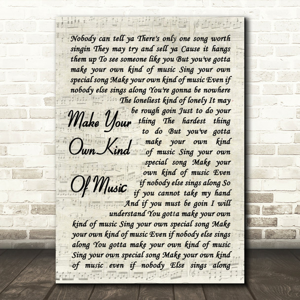 Mama Cass Elliot Make Your Own Kind Of Music Vintage Script Song Lyric Print