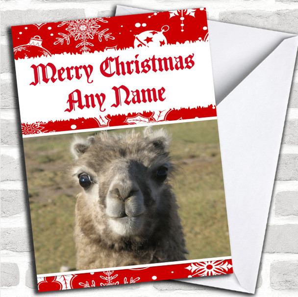 Cute Lama Personalized Christmas Card