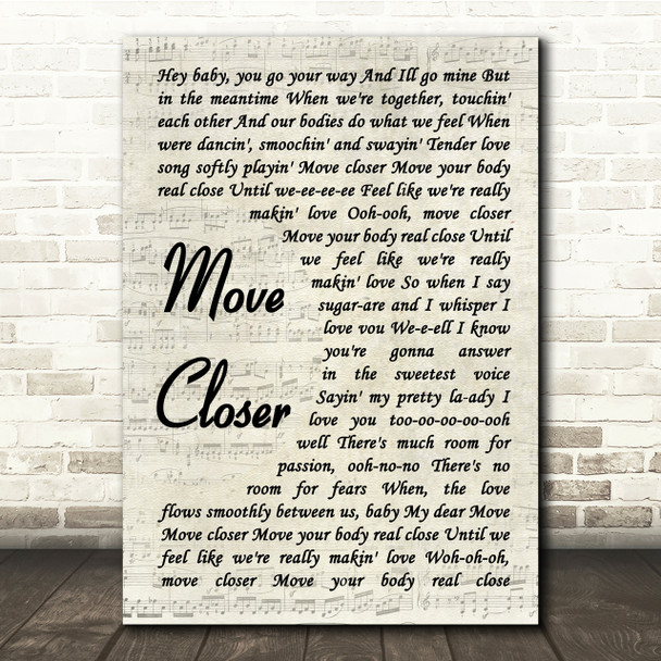 Phyllis Nelson Move Closer Vintage Script Song Lyric Quote Print