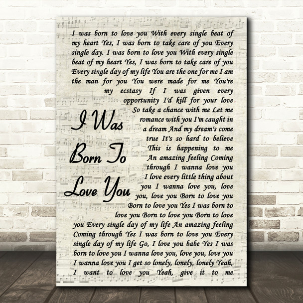 Queen I Was Born To Love You Vintage Script Song Lyric Quote Print