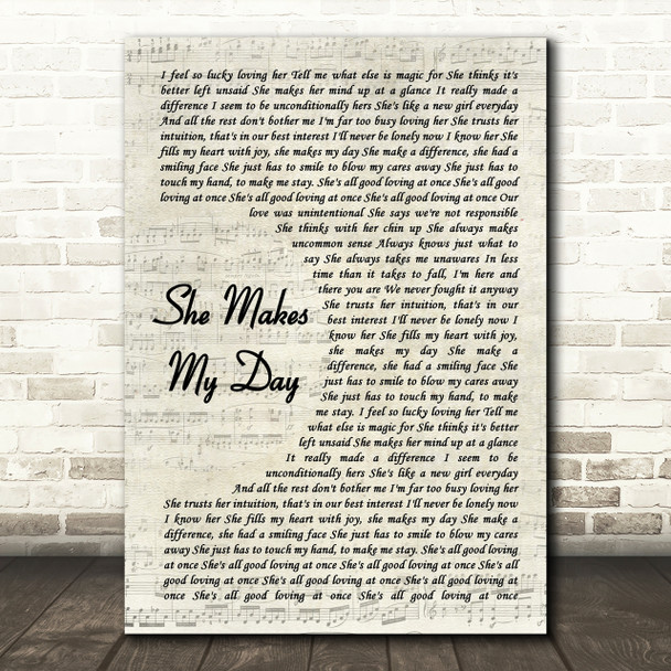 Robert Palmer She Makes My Day Song Lyric Vintage Script Quote Print