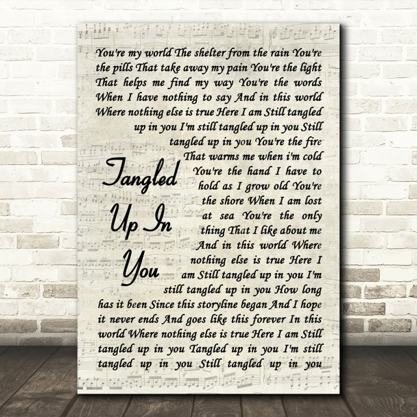 Staind Tangled Up In You Song Lyric Vintage Script Quote Print