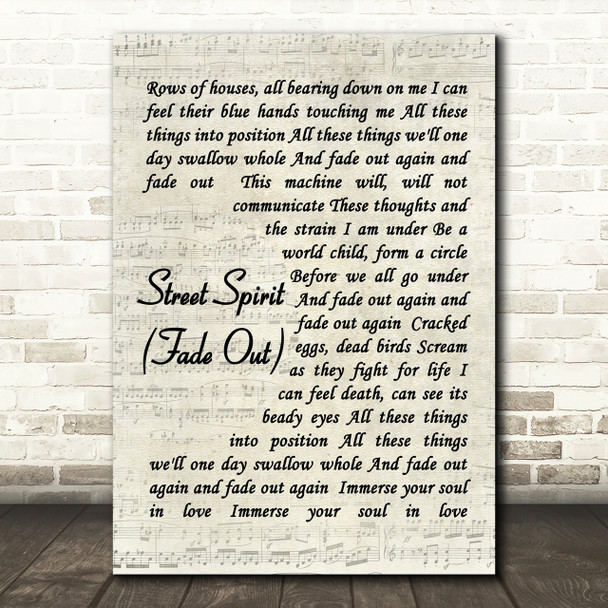 Street Spirit (Fade Out) Radiohead Script Quote Song Lyric Print