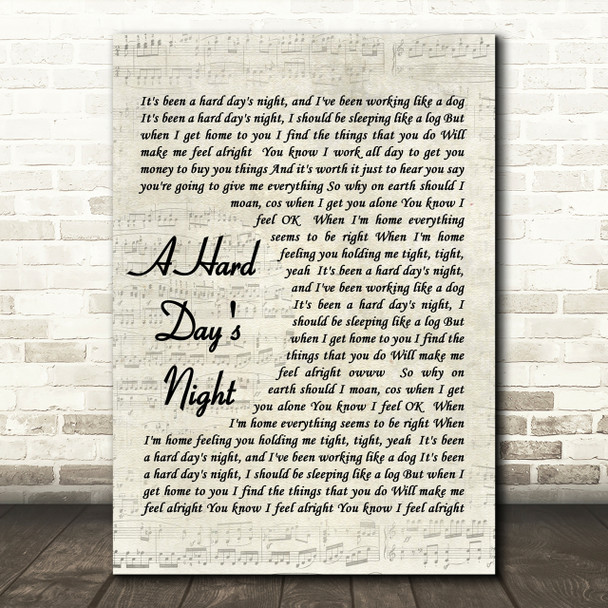 The Beatles A Hard Day's Night Quote Song Lyric Print