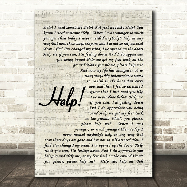 The Beatles Help Quote Song Lyric Print