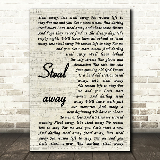 The Fureys Steal away Vintage Script Song Lyric Quote Print