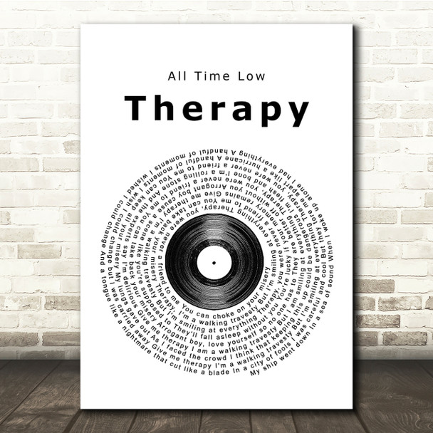 All Time Low Therapy Vinyl Record Song Lyric Quote Print