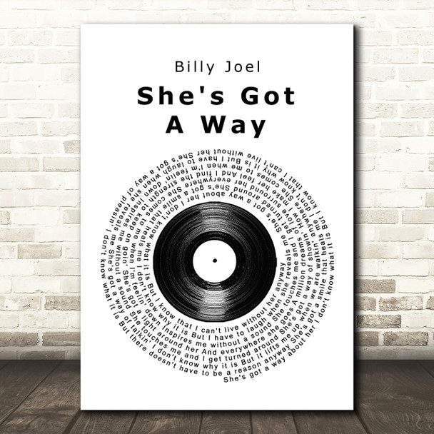 Billy Joel She's Got A Way Vinyl Record Song Lyric Quote Print