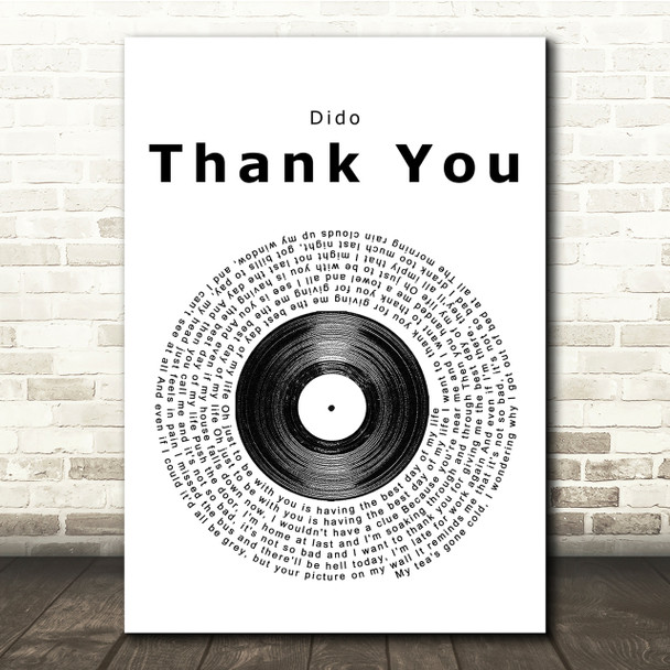 Dido Thank You Vinyl Record Song Lyric Quote Print