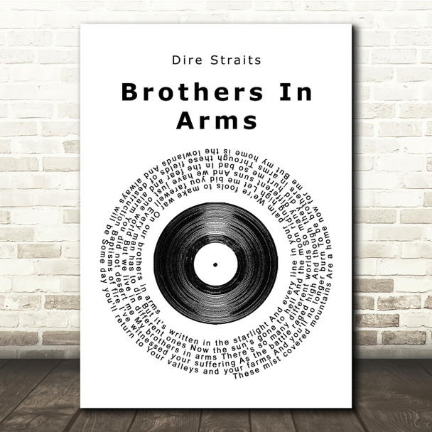 Dire Straits Brothers In Arms Vinyl Record Song Lyric Quote Print