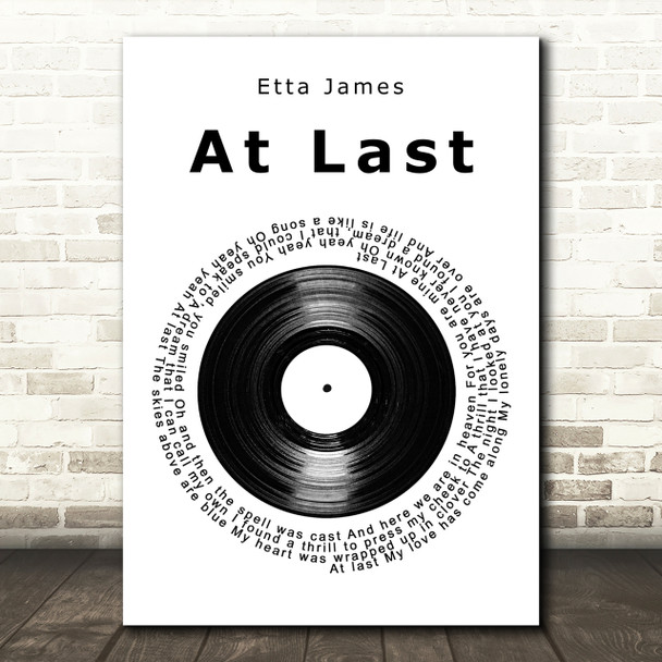 Etta James At Last Vinyl Record Song Lyric Quote Print