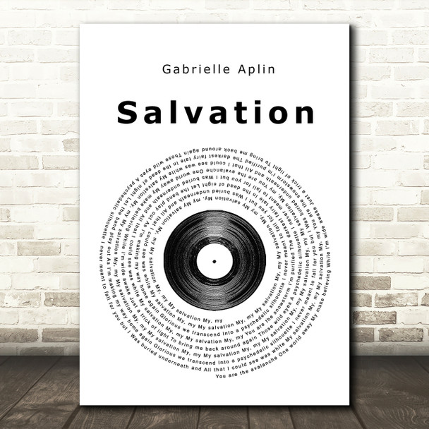 Gabrielle Aplin Salvation Vinyl Record Song Lyric Quote Print