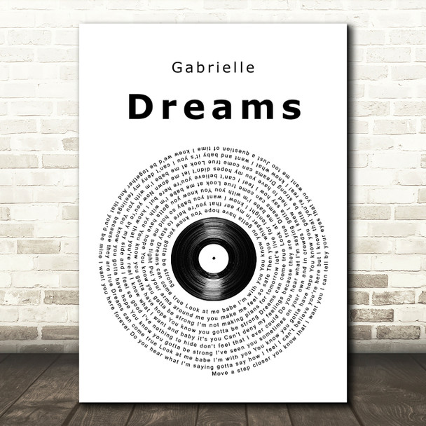 Gabrielle Dreams Vinyl Record Song Lyric Quote Print